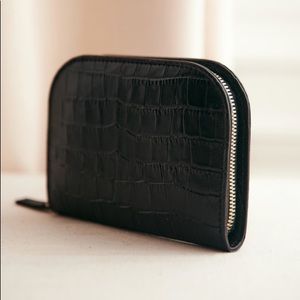 Sézane small victor wallet black crocodile